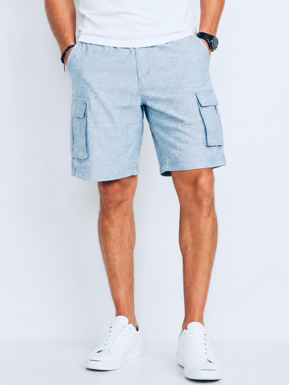 Paulo Solari Men's Light Blue Cargo Shorts with Utility Pockets size 42 NWT
